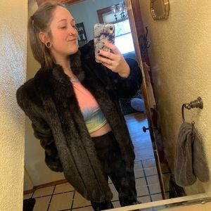 Black vintage faux fur coat